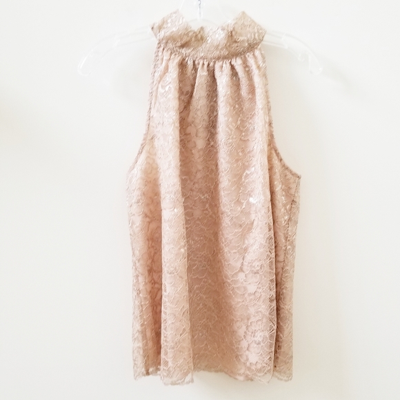 J CREW Tie Neck Top in Metallic Lace Size Medium - Picture 3 of 10